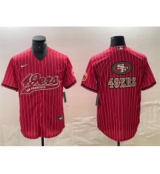 Men San Francisco 49ers Red Team Big Logo With Patch Cool Base Stitched Baseball Jersey