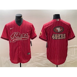 Men San Francisco 49ers Red Team Big Logo With Patch Cool Base Stitched Baseball Jersey