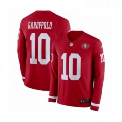 Mens Nike San Francisco 49ers 10 Jimmy Garoppolo Limited Red Therma Long Sleeve NFL Jersey