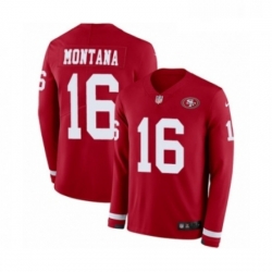 Mens Nike San Francisco 49ers 16 Joe Montana Limited Red Therma Long Sleeve NFL Jersey