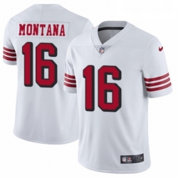 Mens Nike San Francisco 49ers 16 Joe Montana Limited White Rush Vapor Untouchable NFL Jersey