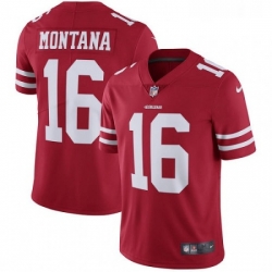 Mens Nike San Francisco 49ers 16 Joe Montana Red Team Color Vapor Untouchable Limited Player NFL Jersey