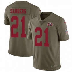 Mens Nike San Francisco 49ers 21 Deion Sanders Limited Olive 2017 Salute to Service NFL Jersey