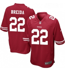 Mens Nike San Francisco 49ers 22 Matt Breida Game Red Team Color NFL Jersey