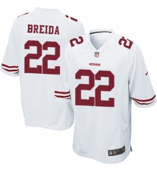 Mens Nike San Francisco 49ers 22 Matt Breida Game White NFL Jersey