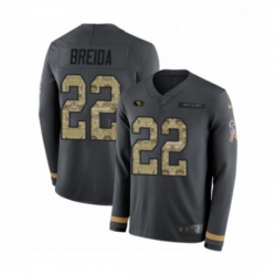 Mens Nike San Francisco 49ers 22 Matt Breida Limited Black Salute to Service Therma Long Sleeve NFL Jersey