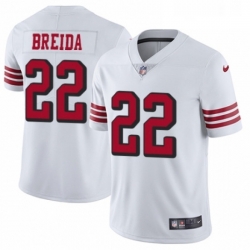 Mens Nike San Francisco 49ers 22 Matt Breida Limited White Rush Vapor Untouchable NFL Jersey