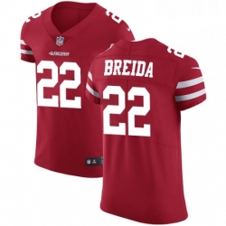 Mens Nike San Francisco 49ers 22 Matt Breida Red Team Color Vapor Untouchable Elite Player NFL Jersey
