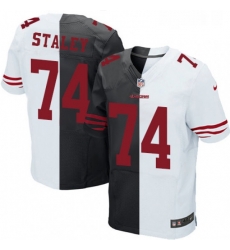 Mens Nike San Francisco 49ers 74 Joe Staley Elite BlackWhite Split Fashion NFL Jersey
