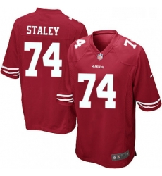 Mens Nike San Francisco 49ers 74 Joe Staley Game Red Team Color NFL Jersey