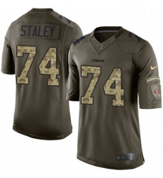 Mens Nike San Francisco 49ers 74 Joe Staley Limited Green Salute to Service NFL Jersey