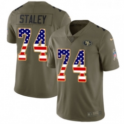 Mens Nike San Francisco 49ers 74 Joe Staley Limited OliveUSA Flag 2017 Salute to Service NFL Jersey