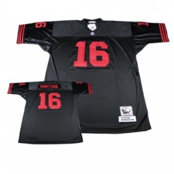 Mitchell and Ness San Francisco 49ers 16 Joe Montana Authentic Black Throwback NFL Jersey