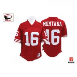 Mitchell and Ness San Francisco 49ers 16 Joe Montana Authentic Red Team Color Throwback NFL Jersey