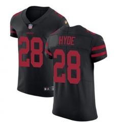 Nike 49ers #28 Carlos Hyde Black Alternate Mens Stitched NFL Vapor Untouchable Elite Jersey