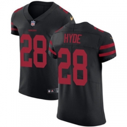 Nike 49ers #28 Carlos Hyde Black Alternate Mens Stitched NFL Vapor Untouchable Elite Jersey
