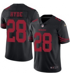 Nike 49ers #28 Carlos Hyde Black Mens Stitched NFL Limited Rush Jersey