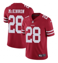 Nike 49ers #28 Jerick McKinnon Red Team Color Mens Stitched NFL Vapor Untouchable Limited Jersey