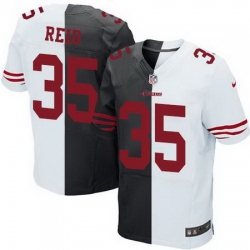 Nike 49ers #35 Eric Reid Black White Mens Stitched NFL Elite Split Jersey
