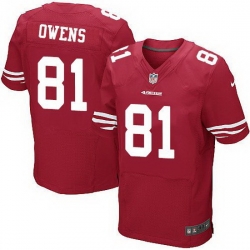Nike 49ers #81 Terrell Owens Red Team Color Mens Stitched NFL Elite Jersey