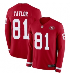 Nike 49ers #81 Trent Taylor Red Team Color Men Stitched NFL Limited Therma Long Sleeve Jersey
