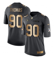 Nike 49ers #90 Solomon Thomas Black Mens Stitched NFL Limited Gold Salute To Service Jersey