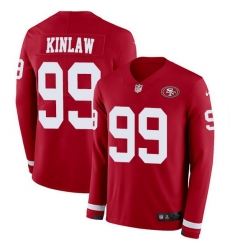 Nike 49ers 99 Javon Kinlaw Red Team Color Men Stitched NFL Limited Therma Long Sleeve Jersey