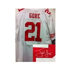 Nike San Francisco 49ers 21 Frank Gore White Elite Signed NFL Jersey