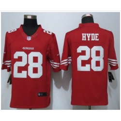 Nike San Francisco 49ers #28 Carlos Hyde Red Team Color Mens NFL Limited Jersey