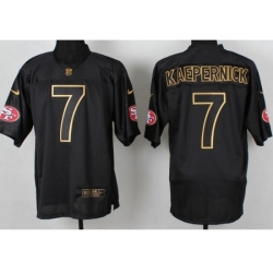 Nike San Francisco 49ers 7 Colin Kaepernick Black PRO Gold Lettering Fashion NFL Jersey