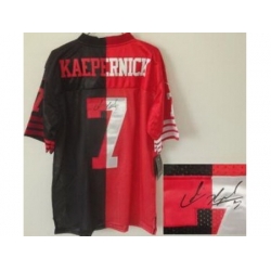 Nike San Francisco 49ers 7 Colin Kaepernick Red Black Elite Split Signed NFL Jersey