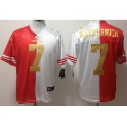 Nike San Francisco 49ers 7 Colin Kaepernick Red White Elite Split Gold Number NFL Jersey