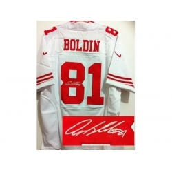 Nike San Francisco 49ers 81 Anquan Boldin White Elite Signed NFL Jersey