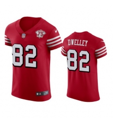 Nike San Francisco 49ers 82 Ross Dwelley Red Rush Men 75th Anniversary Stitched NFL Vapor Untouchable Elite Jersey