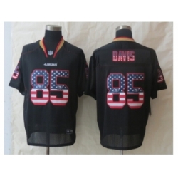 Nike San Francisco 49ers 85 Vernon Davis Black Elite USA Flag Fashion NFL Jersey