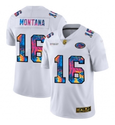 San Francisco 49ers 16 Joe Montana Men White Nike Multi Color 2020 NFL Crucial Catch Limited NFL Jersey