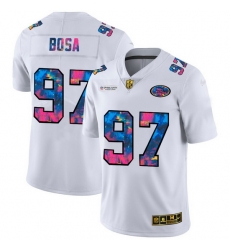 San Francisco 49ers 97 Nick Bosa Men White Nike Multi Color 2020 NFL Crucial Catch Limited NFL Jersey