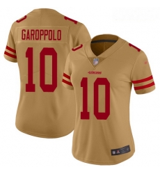 49ers #10 Jimmy Garoppolo Gold Women Stitched Football Limited Inverted Legend Jersey