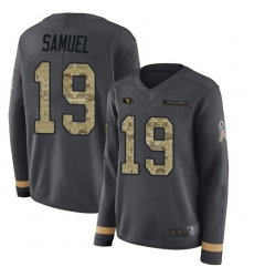 49ers 19 Deebo Samuel Anthracite Salute to Service Women Stitched Football Limited Therma Long Sleeve Jersey