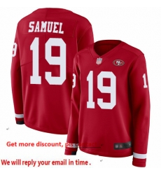49ers 19 Deebo Samuel Red Team Color Women Stitched Football Limited Therma Long Sleeve Jersey