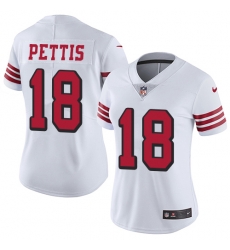 Nike 49ers #18 Dante Pettis White Rush Womens Stitched NFL Vapor Untouchable Limited Jersey