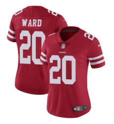 Nike 49ers #20 Jimmie Ward Red Team Color Womens Stitched NFL Vapor Untouchable Limited Jersey