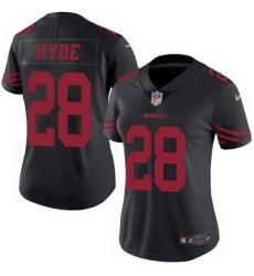 Nike 49ers #28 Carlos Hyde Black Womens Stitched NFL Limited Rush Jersey