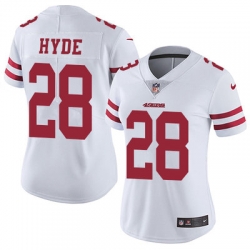 Nike 49ers #28 Carlos Hyde White Womens Stitched NFL Vapor Untouchable Limited Jersey