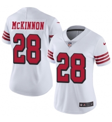 Nike 49ers #28 Jerick McKinnon White Rush Womens Stitched NFL Vapor Untouchable Limited Jersey
