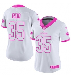 Nike 49ers #35 Eric Reid White Pink Womens Stitched NFL Limited Rush Fashion Jersey