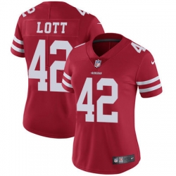 Nike 49ers #42 Ronnie Lott Red Team Color Womens Stitched NFL Vapor Untouchable Limited Jersey