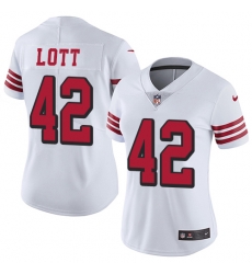 Nike 49ers #42 Ronnie Lott White Rush Womens Stitched NFL Vapor Untouchable Limited Jersey