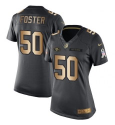Nike 49ers #50 Reuben Foster Black Womens Stitched NFL Limited Gold Salute to Service Jersey