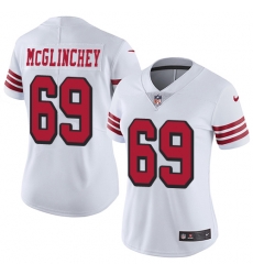 Nike 49ers #69 Mike McGlinchey White Rush Womens Stitched NFL Vapor Untouchable Limited Jersey